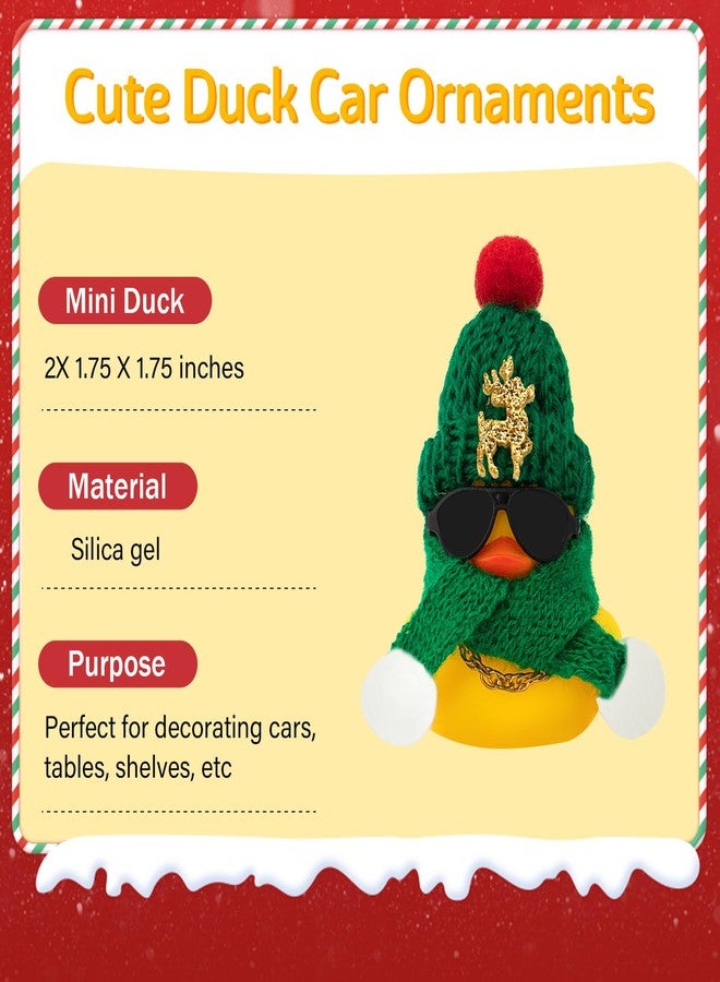 wonuu Christmas Rubber Duck Car Ornaments Car Decorations Christmas Accessories Elk Hat Scarf and Necklace, Green-Green Scarf - Image 3